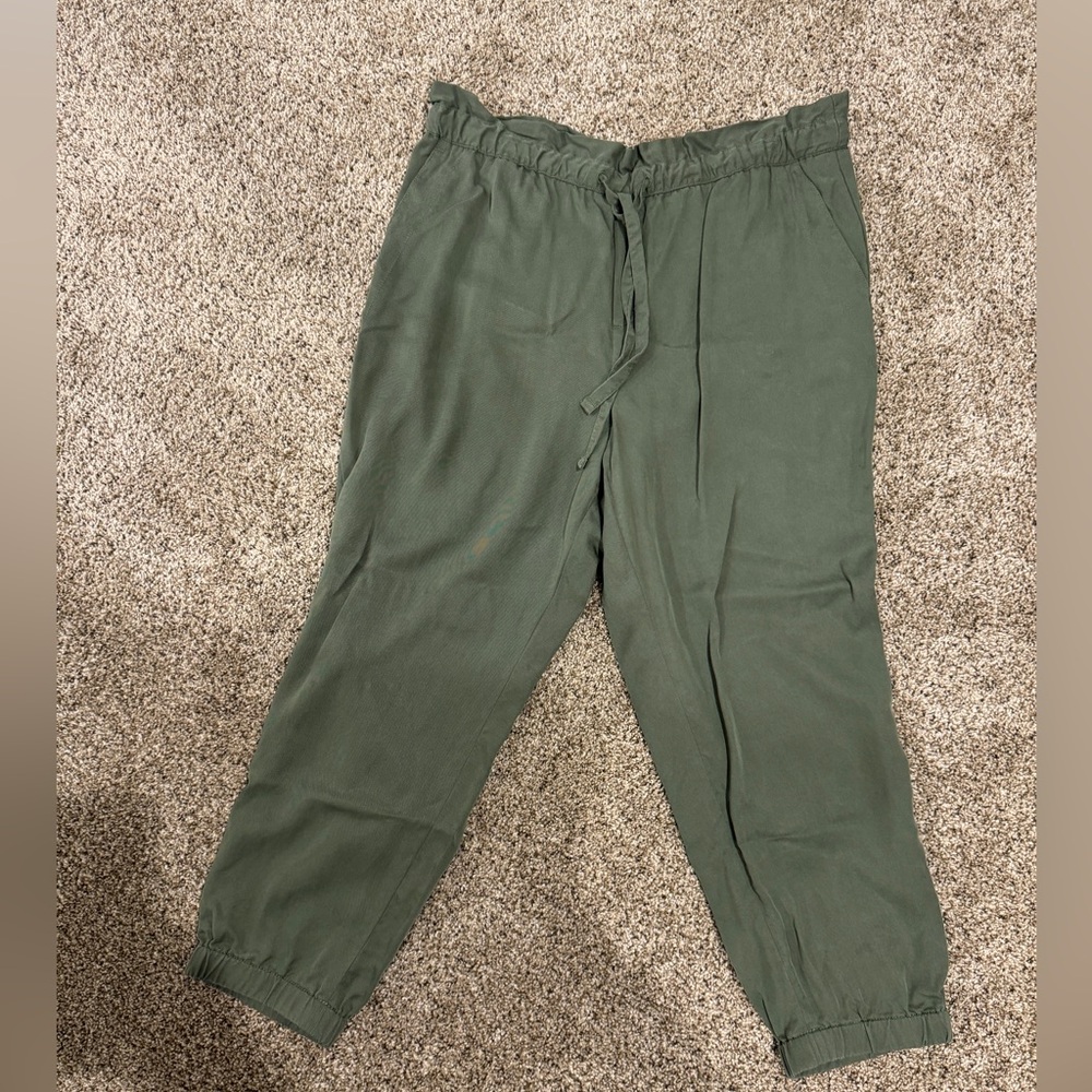 Banana Republic green high waisted pant with tie, size L